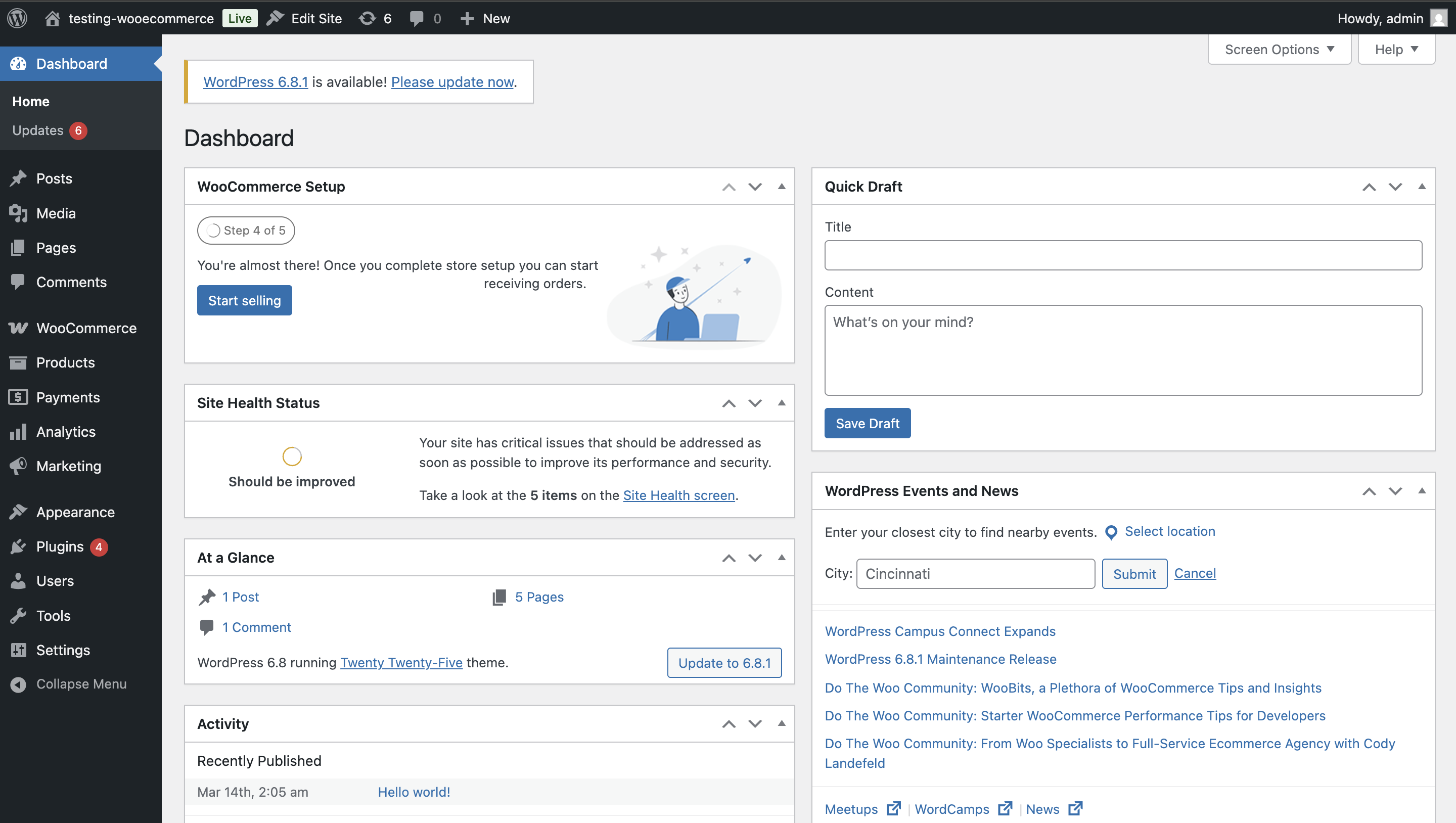 Dashboard WordPress